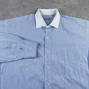 Bullock and Jones Shirt Mens 17 35 Blue Checkered Contrast‎ Collar Made in USA